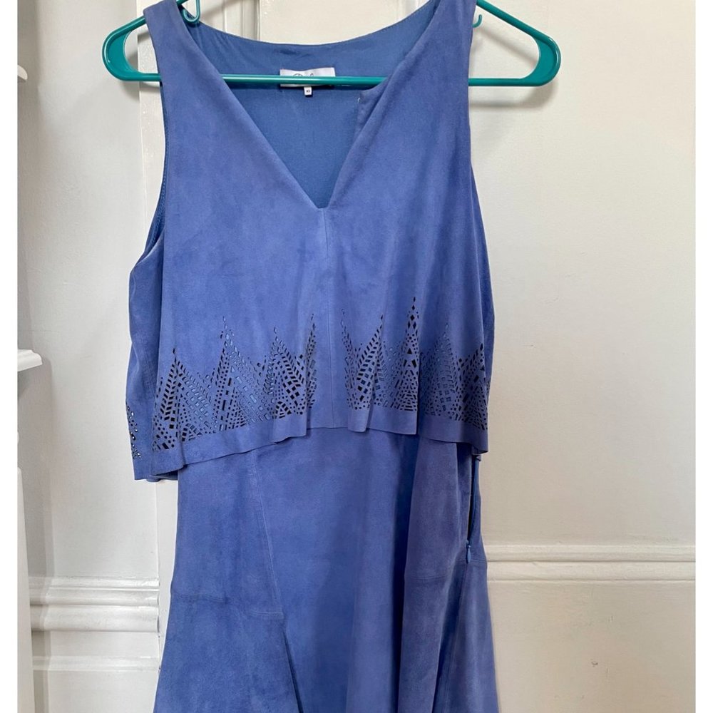 Periwinkle Suede Parker Mini Dress
